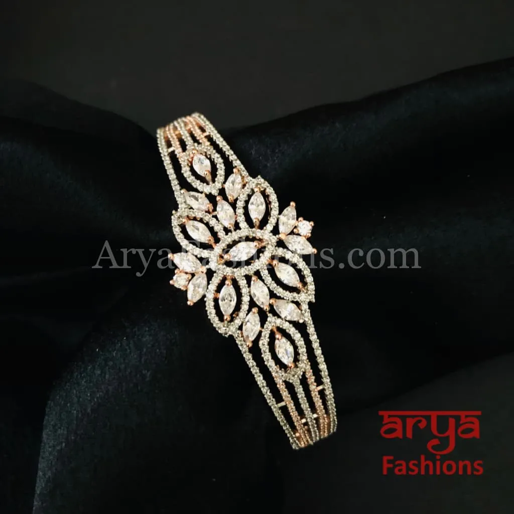 Zia Designer CZ Bracelet in Rose Gold and Silver