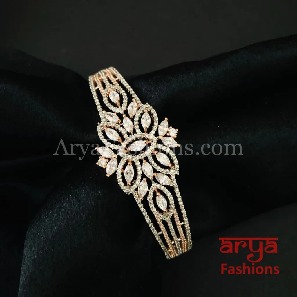 Zia Designer CZ Bracelet in Rose Gold and Silver
