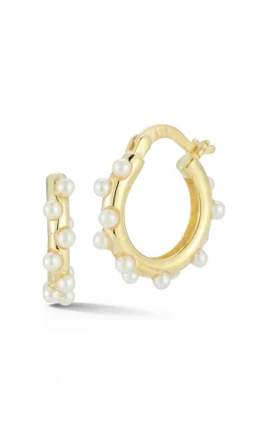 Zig Zag Freshwater Pearl Hoop Earrings